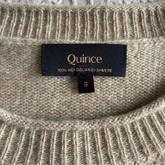 Quince Mongolian Cashmere Boxy Crewneck Sweater Oatmeal S Oversized Roll neck - Picture 8 of 15
